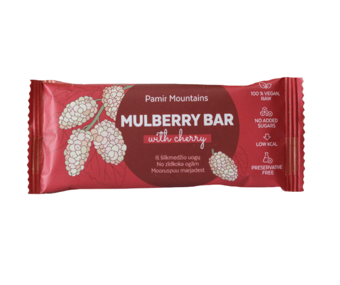 Šilkmedžio uogų batonėlis MULBERRY BAR su vyšniomis